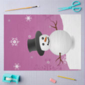 Pink Snowman Winter Scene Weihnachtszettel Seidenpapier (Basteln)