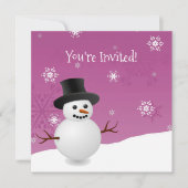 Pink Snowman Winter Szene Weihnachts-Einladung Einladung (Vorderseite)
