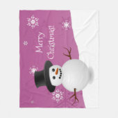 Pink Snowman Winter Szene Weihnachtsblanket Fleecedecke (Vorderseite)