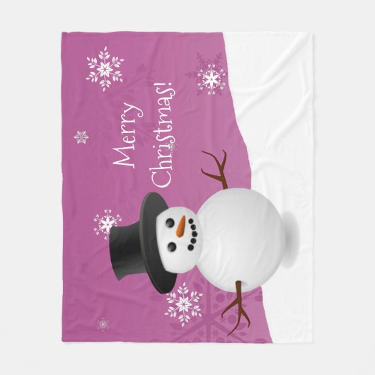 Pink Snowman Winter Szene Weihnachtsblanket Fleecedecke (Vorderseite)