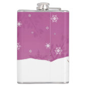 Pink Snowman Winter Szene Weihnachtsflasche Flachmann (Rückseite)