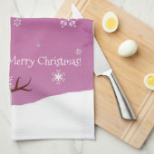 Pink Snowman Winter Szene Weihnachtsküche Handtuch (Viertel Falte)