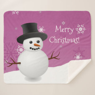 Pink Snowman Winter Weihnachtsschäfer Blanket Sherpadecke