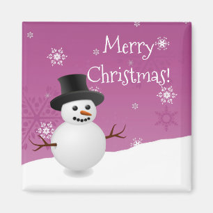Pink Snowman Winterlandschaft Weihnachten Magnet