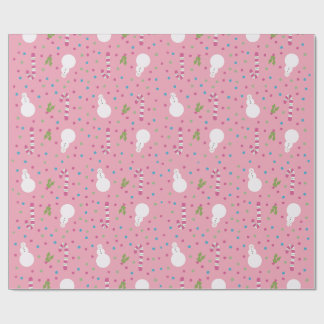 Pink Snowman Wrapping Paper Geschenkpapier