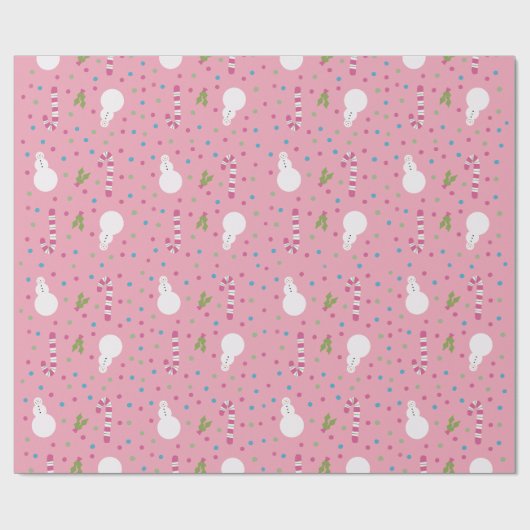 Pink Snowman Wrapping Paper Geschenkpapier (Flach)