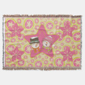 Pink Snowmen und Stars Holiday Throw Decke (Vorderseite)