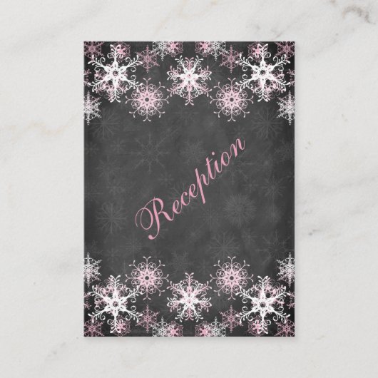 Pink Snowy Chalkboard Wedding Card Begleitkarte (Vorderseite)