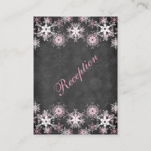 Pink Snowy Chalkboard Wedding Card Begleitkarte
