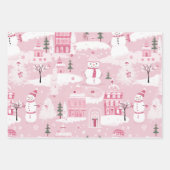 Pink Snowy Village Geschenkpapier Set (Vorderseite 2)