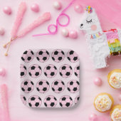 Pink Soccer Ball Football-Muster Pappteller (Party)