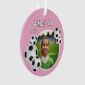 Pink Soccer Ball Foto Ornament (Vorderseite)