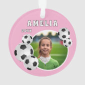 Pink Soccer Ball Foto Ornament (Rückseite)