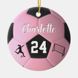 Pink Soccer Ball Girls Personalisierter Name Gesch Keramik Ornament