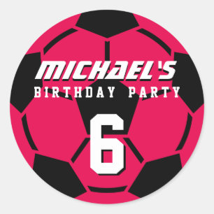 Pink Soccer Ball Sports Geburtstagsparty Stickers