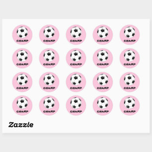 Pink Soccer Champ Stickers
