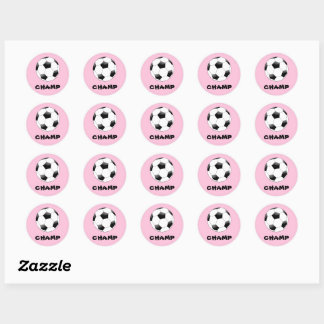 Pink Soccer Champ Stickers