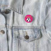 Pink Soccer Geburtstagsparty Button (Beispiel)