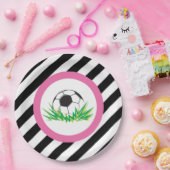 Pink Soccer Geburtstagsparty Teller (Party)