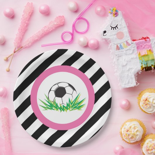 Pink Soccer Geburtstagsparty Teller (Party)