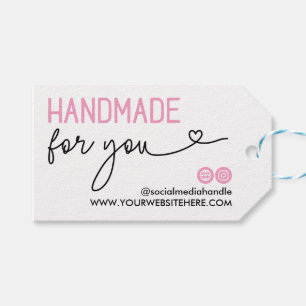 Pink Social Media Herz Handmade for You Logo Geschenkanhänger