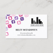 Pink Social Media Icons Logo-Influencer-Podcaster Visitenkarte (Vorderseite)