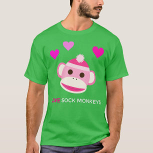Pink Sock Monkey I Love Sock Monkeys T-Shirt