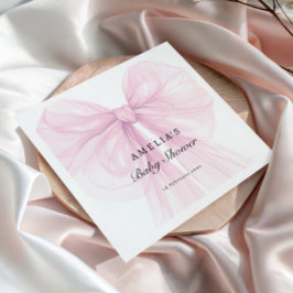 Pink Soft Elegant Bow Baby Shower Serviette