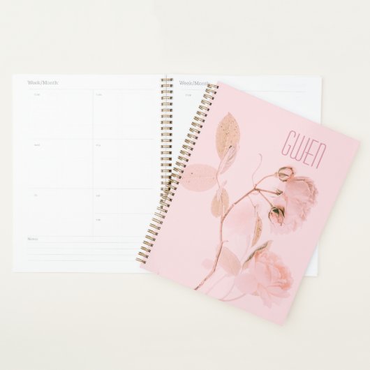 Pink Soft Floral Personalisiert Plane Planer (Anzeige)