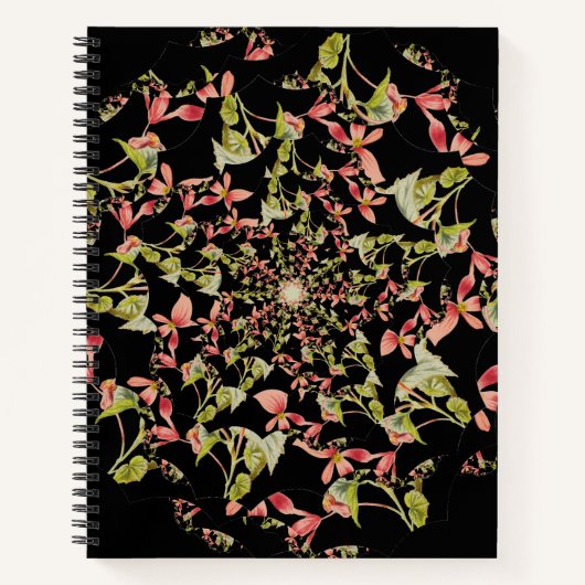 Pink Soft green Begonia Fraktal art Notizblock (Vorderseite)