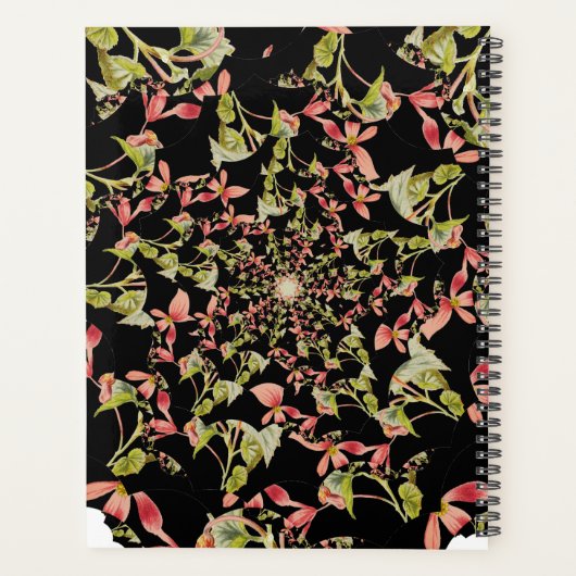 Pink Soft green black Begonia Fraktal art Planer (Rückseite)