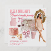 Pink Soft Mode Collage Foto Bachelorette Einladung (Vorne/Hinten)