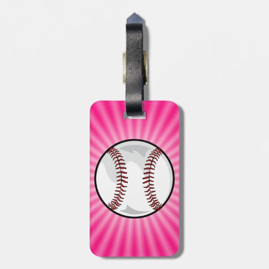 Pink Softball Gepäckanhänger (Rückseite vertikal)