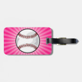 Pink Softball Gepäckanhänger (Rückseite horizontal)
