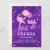 Pink Solar Space Galaxy Geburtstagseinladung Einladung (Vorderseite)