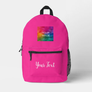 Pink Solid Color Kalligraphischer Skriptname Text Bedruckter Rucksack