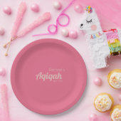 Pink Solid Color Schlicht, Aqiqah Baby Dusche Pappteller (Party)