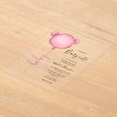 Pink Someone Beary Niedlich Balloon Babydusche Acryleinladungen (Ablage )