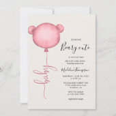 Pink Someone Beary Niedlich Balloon Babydusche Einladung (Vorderseite)