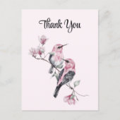 Pink Songbirds auf einem Baumzweig Vielen Dank Postkarte (Vorderseite)