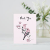 Pink Songbirds auf einem Baumzweig Vielen Dank Postkarte (Stehend Vorderseite)