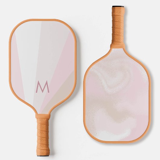 Pink Sorbet Mauve Tan Monogram Modern Personalisie Pickleball Schläger
