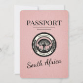 Pink South Africa Passport Wedding Einladung (Rückseite)