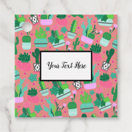 Pink Southwestern Cactus Pattern Geburtstagsparty Geschenkanhänger