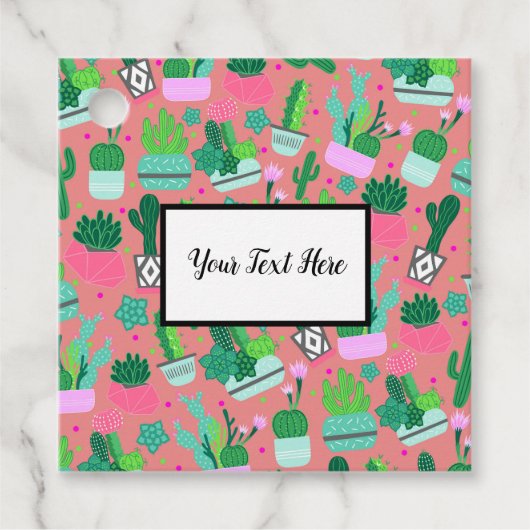 Pink Southwestern Cactus Pattern Geburtstagsparty Geschenkanhänger (Vorderseite)