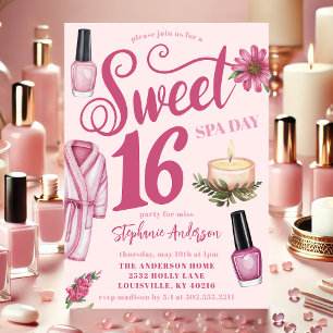 Pink Spa Day Sweet 16 Einladung