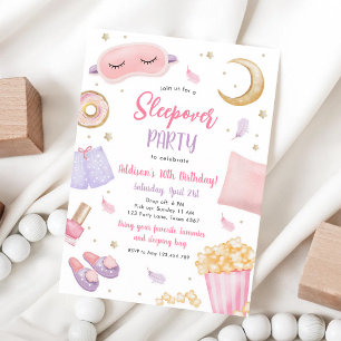 Pink-Spa-Schlafparty Mädchen-Geburtstag Einladung