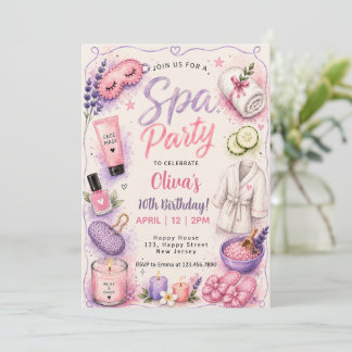 Pink Spa Verwöhnparty Geburtstag Einladung
