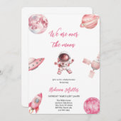 PINK SPACE BABYSHOWER EINLADUNG (Vorne/Hinten)