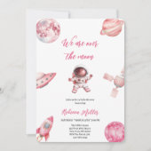 PINK SPACE BABYSHOWER EINLADUNG (Vorderseite)